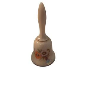 Vintage Westmorland Floral Sunflower Daisy Almond Milk Glass Bell with sticker